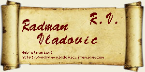 Radman Vladović vizit kartica